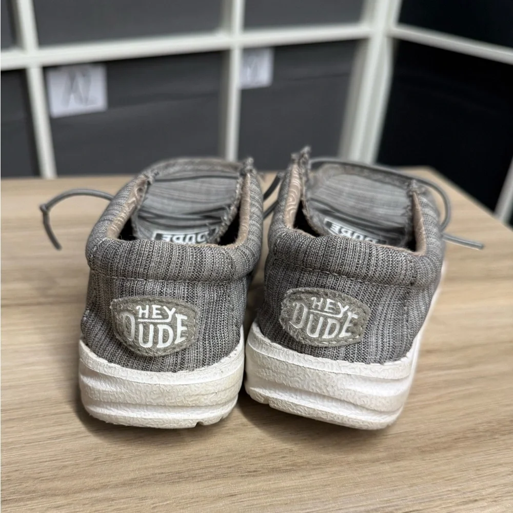Hey Dude Wally Moc Toe Toddler Gray Linen Blend Kids Casual Slip On Easy On Shoe